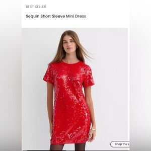 LOFT Red Sequin Mini Dress